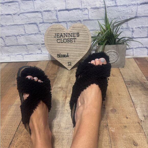 BIRKENSTOCK Papillio Daytona Shearling Slide Sandals Black 40 / 9 US - Picture 14 of 14